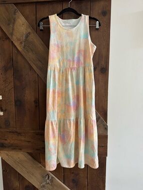 4/$12 wonder nation Pastel Multi Tie-Dye Sleeveless Maxi Dress